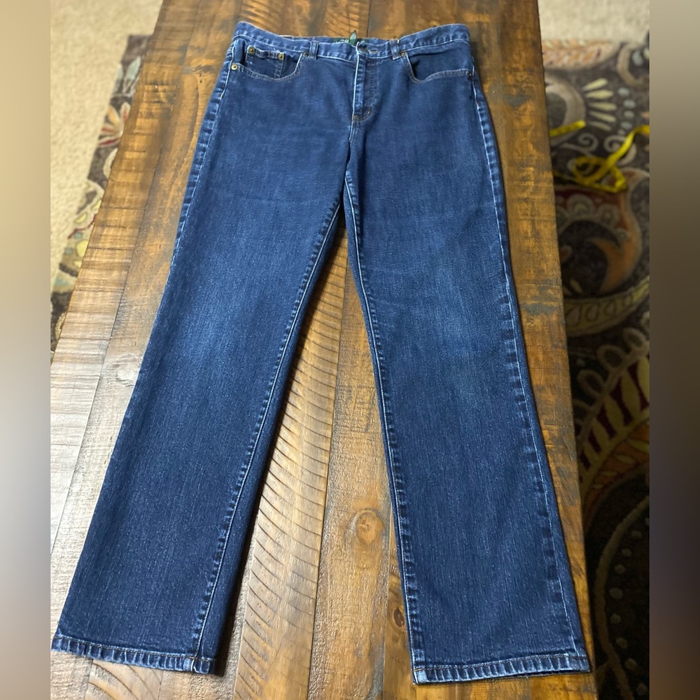 Lauren Ralph Lauren Womens Dark Blue Denim Jeans Sz 12 Straight Leg - Picture 5 of 10